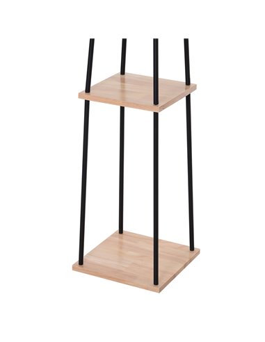 HOMCOM Metal Tripod Floor Lamp w/ 3-Tier Shelves Foot Switch Modern Stylish E27 Lampshade Base  Functional Duo Design