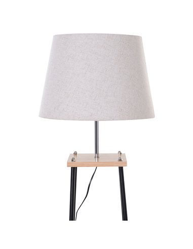 HOMCOM Metal Tripod Floor Lamp w/ 3-Tier Shelves Foot Switch Modern Stylish E27 Lampshade Base  Functional Duo Design