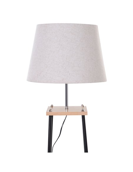 HOMCOM Metal Tripod Floor Lamp w/ 3-Tier Shelves Foot Switch Modern Stylish E27 Lampshade Base  Functional Duo Design - pic 29183 | FastDaddyshop