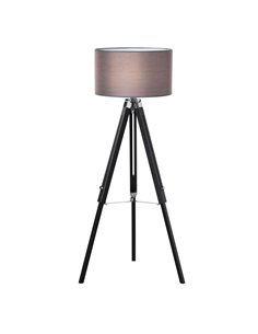 HOMCOM Modern Tripod Standing Lamps with Fabric Lampshade, Grey-Black