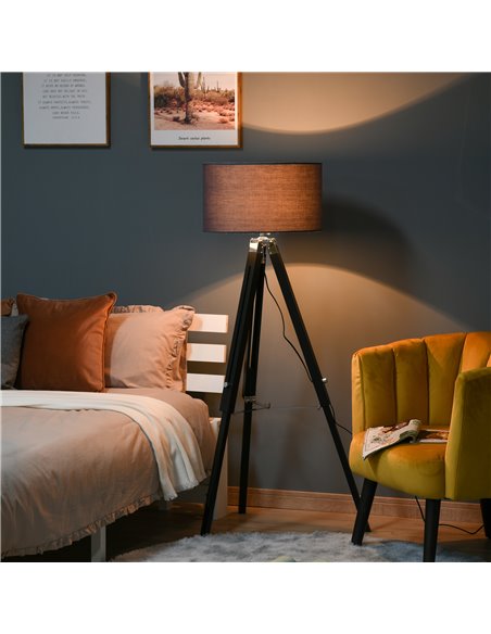HOMCOM Modern Tripod Standing Lamps with Fabric Lampshade, Grey-Black B31-256 - pic 29187 | FastDaddyshop