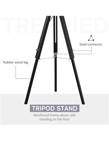 HOMCOM Modern Tripod Standing Lamps with Fabric Lampshade, Grey-Black