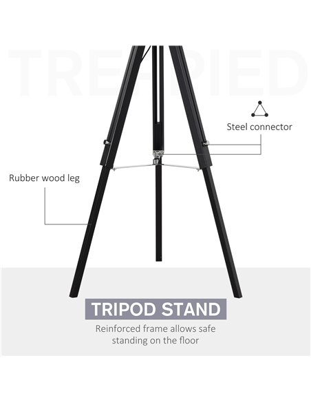 HOMCOM Modern Tripod Standing Lamps with Fabric Lampshade, Grey-Black - pic 29189 | FastDaddyshop