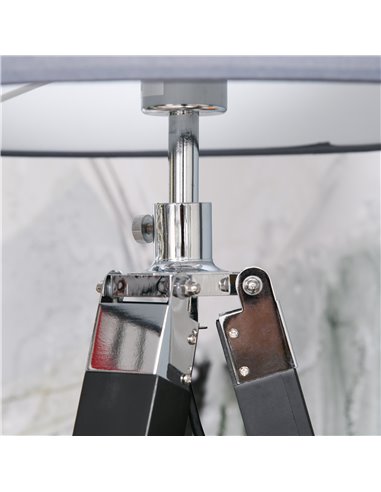 HOMCOM Modern Tripod Standing Lamps with Fabric Lampshade, Grey-Black