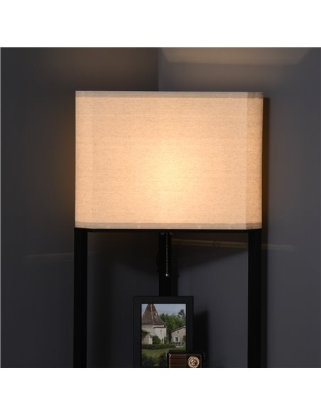HOMCOM Corner Floor Lamp with Shelves, Pull Chain Switch, Black - pic 29218 | FastDaddyshop
