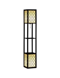 HOMCOM Floor Lamp with Shelves, Dual Light, Pull Chain Switch, Black