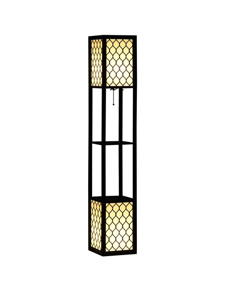 HOMCOM Floor Lamp with Shelves, Dual Light, Pull Chain Switch, Black - pic 29220 | FastDaddyshop