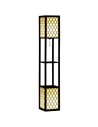 HOMCOM Floor Lamp with Shelves, Dual Light, Pull Chain Switch, Black
