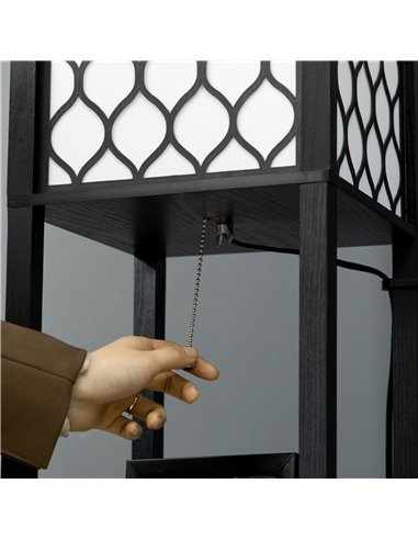 HOMCOM Floor Lamp with Shelves, Dual Light, Pull Chain Switch, Black