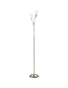 HOMCOM 3-Light Upright Floor Lamps with Steel Base, Silver