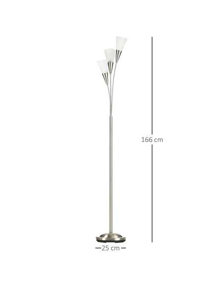 HOMCOM 3-Light Upright Floor Lamps with Steel Base, Silver - pic 29231 | FastDaddyshop