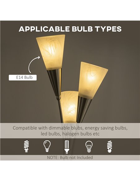 HOMCOM 3-Light Upright Floor Lamps with Steel Base, Silver - pic 29234 | FastDaddyshop
