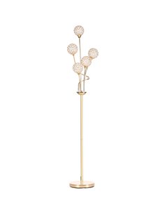 HOMCOM Crystal Floor Lamps for Living Room Bedroom with 5 Light, Modern Upright Standing Lamp, 34x25x156cm, Gold Tone