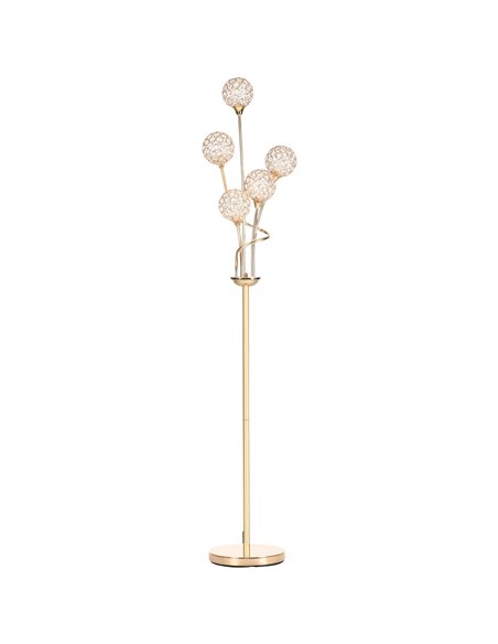 HOMCOM Crystal Floor Lamps for Living Room Bedroom with 5 Light, Modern Upright Standing Lamp, 34x25x156cm, Gold Tone - pic 29238 | FastDaddyshop