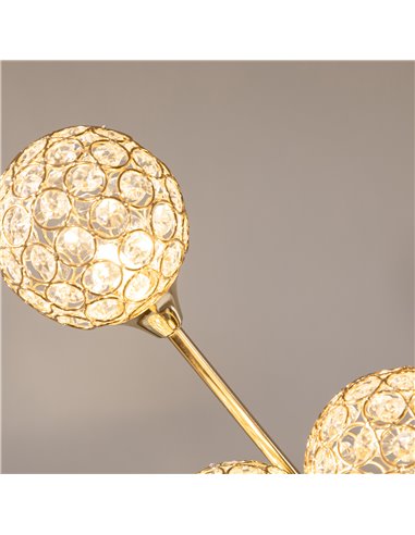 HOMCOM Crystal Floor Lamps for Living Room Bedroom with 5 Light, Modern Upright Standing Lamp, 34x25x156cm, Gold Tone