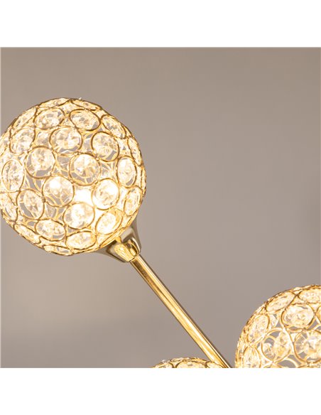 HOMCOM Crystal Floor Lamps for Living Room Bedroom with 5 Light, Modern Upright Standing Lamp, 34x25x156cm, Gold Tone - pic 29245 | FastDaddyshop