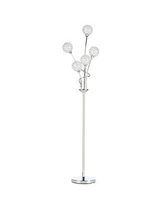 HOMCOM Crystal Floor Lamps for Living Room Bedroom with 5 Light, Modern Upright Standing Lamp, 34x25x156cm, Silver