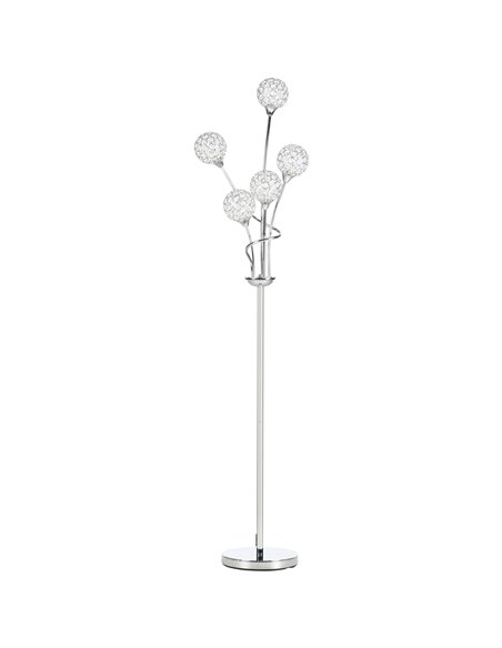 HOMCOM Crystal Floor Lamps for Living Room Bedroom with 5 Light, Modern Upright Standing Lamp, 34x25x156cm, Silver - pic 29247 | FastDaddyshop