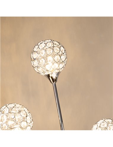 HOMCOM Crystal Floor Lamps for Living Room Bedroom with 5 Light, Modern Upright Standing Lamp, 34x25x156cm, Silver