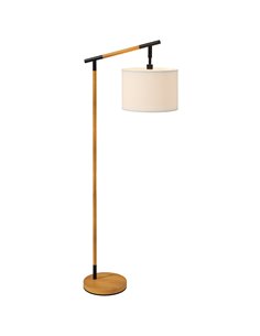 HOMCOM Modern Floor Lamp with 350° Rotating Lampshade, for Living Room and Bedroom, LED Bulb Included, Brown