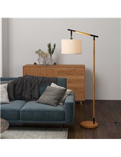 HOMCOM Modern Floor Lamp with 350° Rotating Lampshade, for Living Room and Bedroom, LED Bulb Included, Brown 2