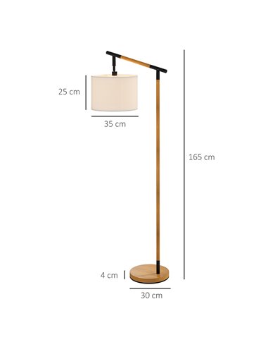 HOMCOM Modern Floor Lamp with 350° Rotating Lampshade, for Living Room and Bedroom, LED Bulb Included, Brown