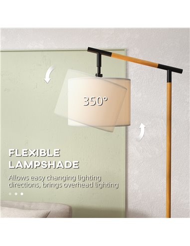 HOMCOM Modern Floor Lamp with 350° Rotating Lampshade, Brown B31-463V70BN
