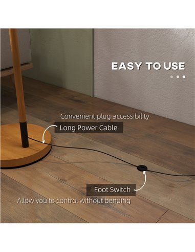 HOMCOM Modern Floor Lamp with 350° Rotating Lampshade, for Living Room and Bedroom, LED Bulb Included, Brown