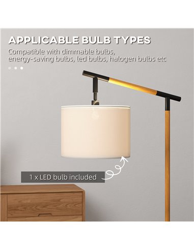 HOMCOM Modern Floor Lamp with 350° Rotating Lampshade, for Living Room and Bedroom, LED Bulb Included, Brown