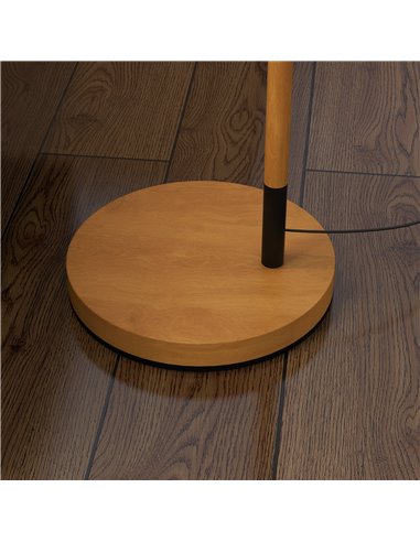 HOMCOM Modern Floor Lamp with 350° Rotating Lampshade, for Living Room and Bedroom, LED Bulb Included, Brown