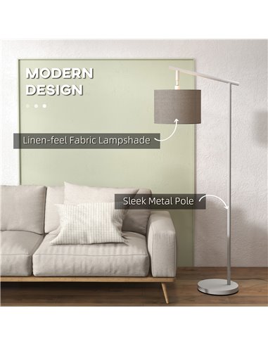 HOMCOM Modern Floor Lamp with 350° Rotating Lampshade, Grey B31-463V70GY