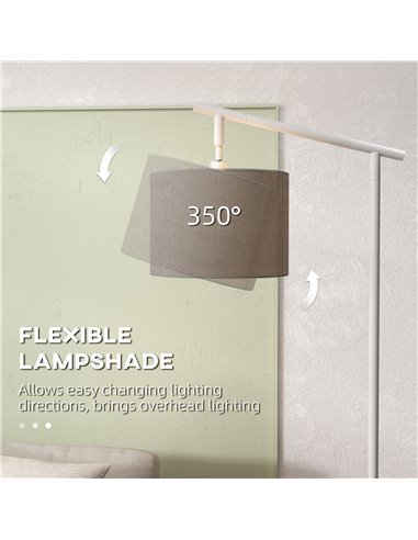 HOMCOM Modern Floor Lamp with 350° Rotating Lampshade, Grey B31-463V70GY