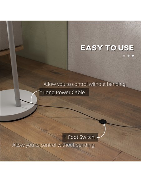 HOMCOM Modern Floor Lamp with 350° Rotating Lampshade, for Living Room and Bedroom, LED Bulb Included, Grey - pic 29270 | FastDaddyshop