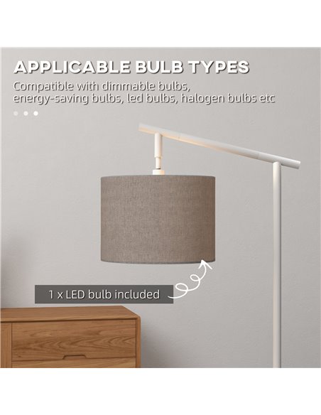 HOMCOM Modern Floor Lamp with 350° Rotating Lampshade, for Living Room and Bedroom, LED Bulb Included, Grey - pic 29271 | FastDaddyshop