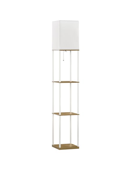HOMCOM Modern Floor Lamp with Shelves, 3 Layer Shelf, Fabric Lampshade, Pull Chain Switch (Bulb not included) - pic 29274 | FastDaddyshop