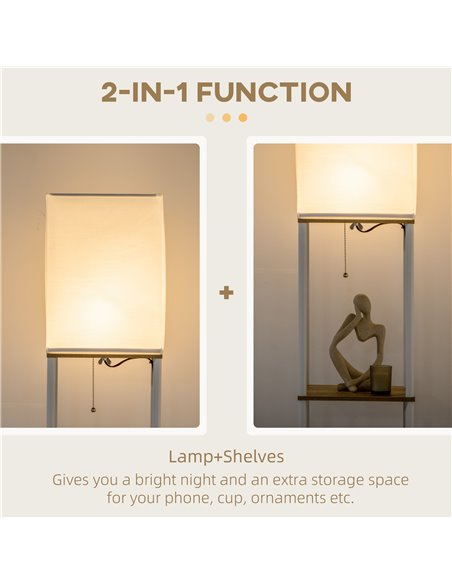 HOMCOM Modern Floor Lamp with 3 Layer Shelf, Fabric Lampshade, B31-317V70WT - pic 29278 | FastDaddyshop