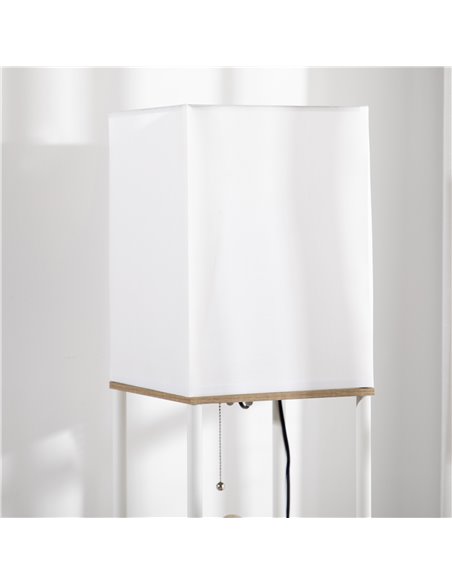 HOMCOM Modern Floor Lamp with Shelves, 3 Layer Shelf, Fabric Lampshade, Pull Chain Switch (Bulb not included) - pic 29281 | FastDaddyshop