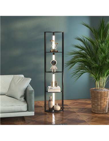 HOMCOM Corner Floor Lamp for Living Room Bedroom with Dimmable Warm White LED Light, Modern Tall Standing Lamp, Black
