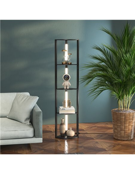HOMCOM Corner Floor Lamp for Living Room Bedroom with Dimmable Warm White LED Light, Modern Tall Standing Lamp, Black - pic 29284 | FastDaddyshop
