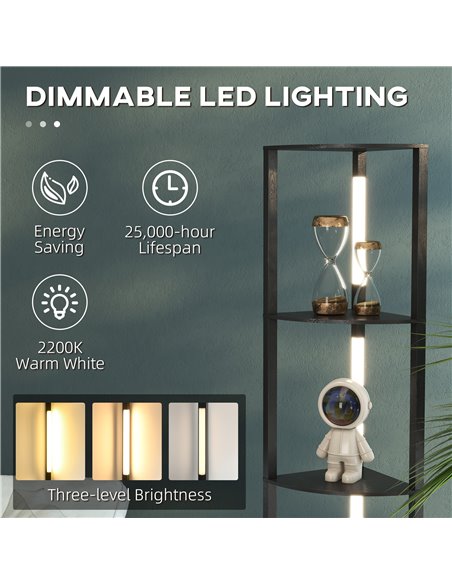 HOMCOM Corner Floor Lamp with Dimmable Warm White LED Light, Black B31-465V70BK - pic 29287 | FastDaddyshop