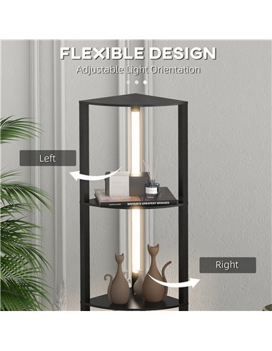 HOMCOM Corner Floor Lamp for Living Room Bedroom with Dimmable Warm White LED Light, Modern Tall Standing Lamp, Black