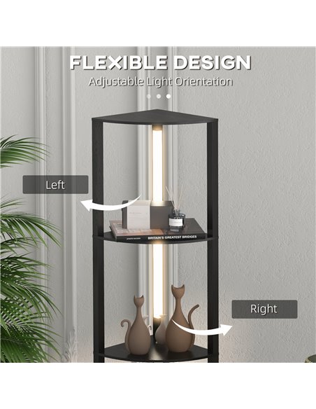 HOMCOM Corner Floor Lamp for Living Room Bedroom with Dimmable Warm White LED Light, Modern Tall Standing Lamp, Black - pic 29288 | FastDaddyshop