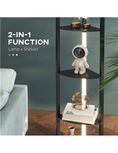 HOMCOM Corner Floor Lamp for Living Room Bedroom with Dimmable Warm White LED Light, Modern Tall Standing Lamp, Black