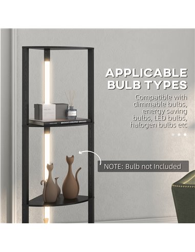 HOMCOM Corner Floor Lamp for Living Room Bedroom with Dimmable Warm White LED Light, Modern Tall Standing Lamp, Black