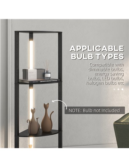 HOMCOM Corner Floor Lamp for Living Room Bedroom with Dimmable Warm White LED Light, Modern Tall Standing Lamp, Black - pic 29290 | FastDaddyshop