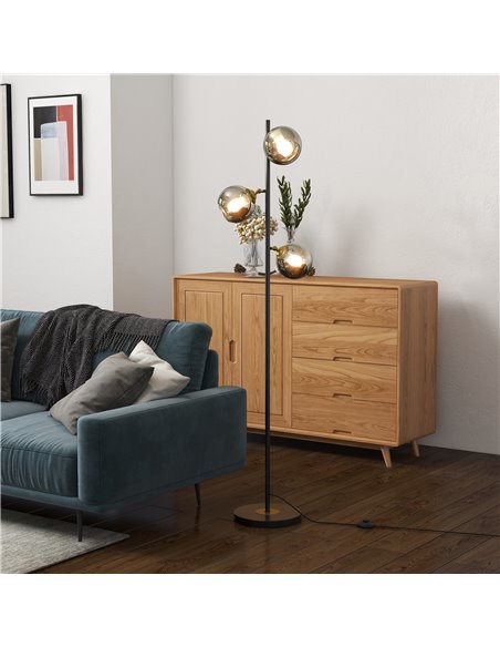 HOMCOM Tree Floor Lamp for Living Room Bedroom with 3 Light, Modern Standing Lamp, (Bulb not Included), 162cm, Grey - pic 29293 | FastDaddyshop