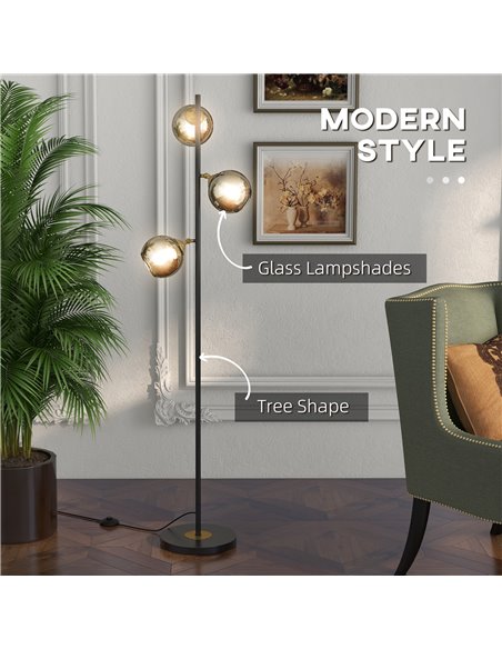 HOMCOM Tree Floor Lamp with 3 Light, 162cm, Grey B31-464V70BK - pic 29295 | FastDaddyshop