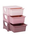 HOMCOM Kids Storage Units with Drawers 3 Tier Chest Vertical Dresser Tower Toy Organizer for  Nursery Playroom Kindergarten Pink