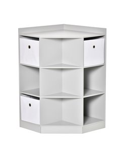 HOMCOM Kids Corner Toy Storage Organizer with Anti-tipping Hardware Drawers, Grey