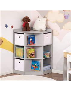 HOMCOM Kids Corner Toy Storage Organizer with Anti-tipping Hardware Drawers, Grey 2